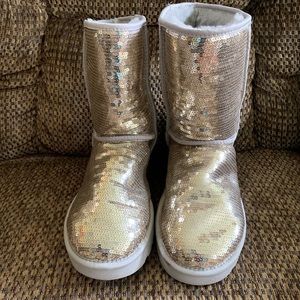 UGG Women’s classic short sequin Boots in gold